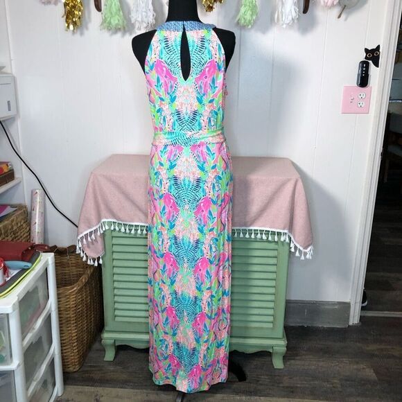 Lilly Pulitzer Womens Reflections Monterrey Long Dress Multicolor Medium - Picture 2 of 10